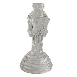 Princess House Clear Crystal Nutcracker Candle Holder Festive Holiday Decor